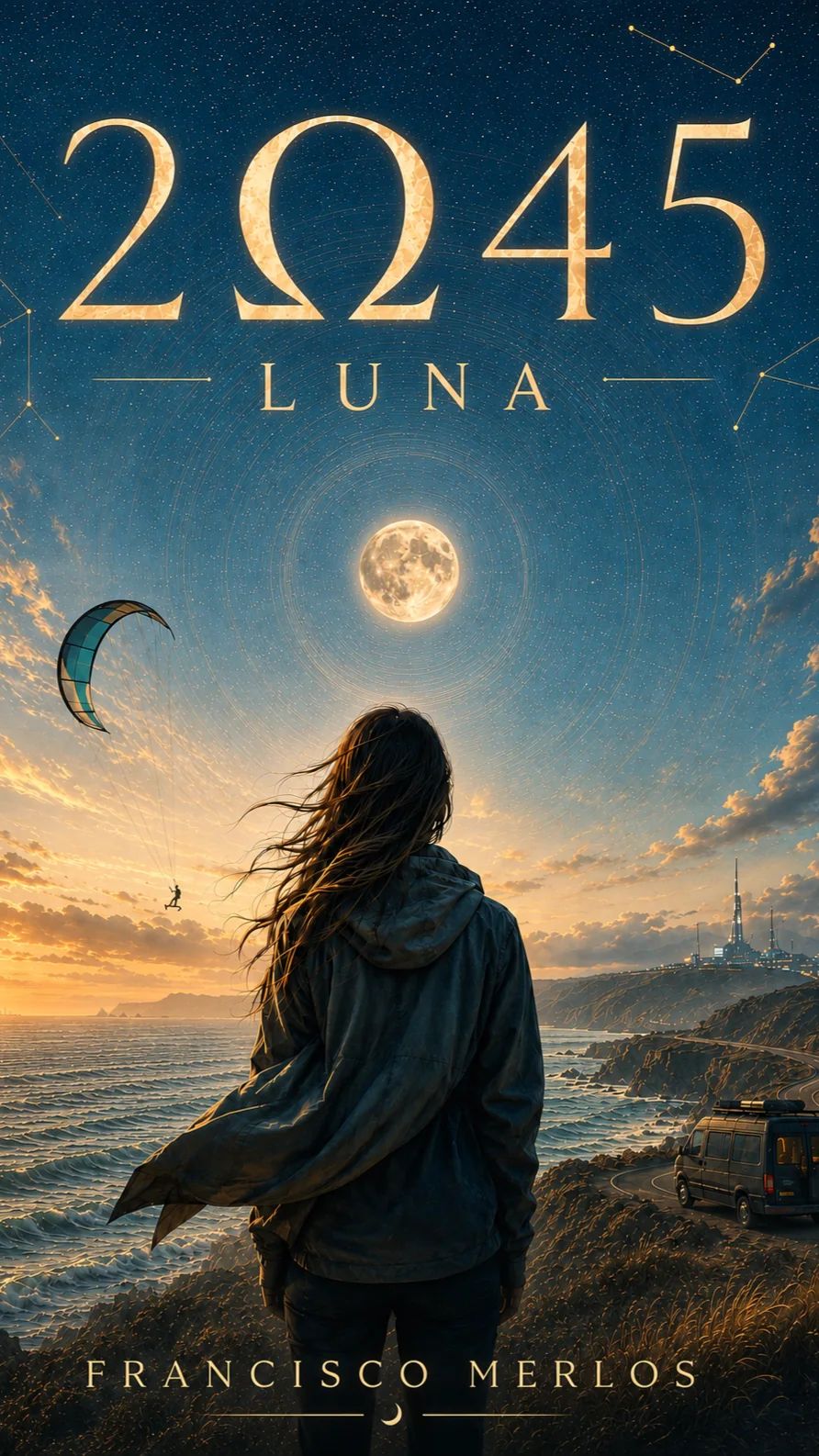 Portada de LUNA, el primer libro de 2045, de Francisco Merlos